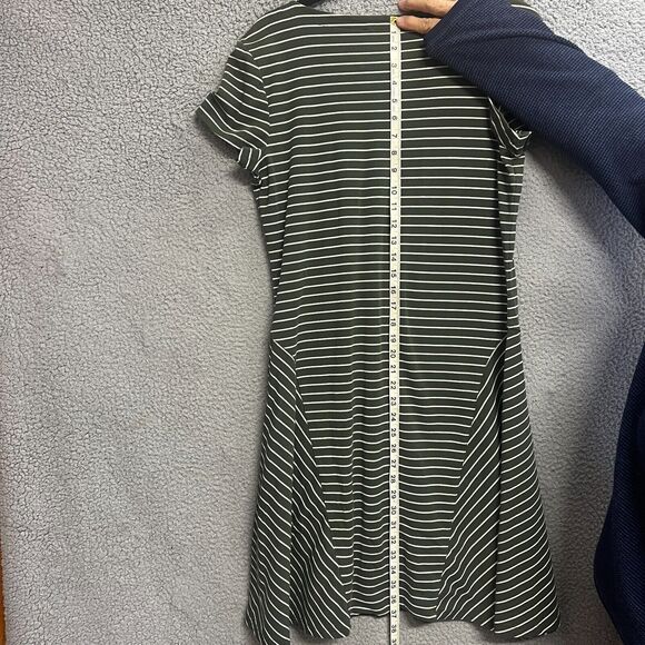Lauren Ralph Lauren Black Label Dress Womens 12 Green Striped Knee Length Knit - Picture 8 of 11